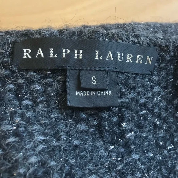 Ralph Lauren Winter Cardigan Sweater Black Wool Alpaca Cashmere Womens Sz S. - Picture 3 of 10